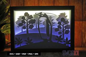 Penguin Watching DIY Shadow Box Light Box 5x7