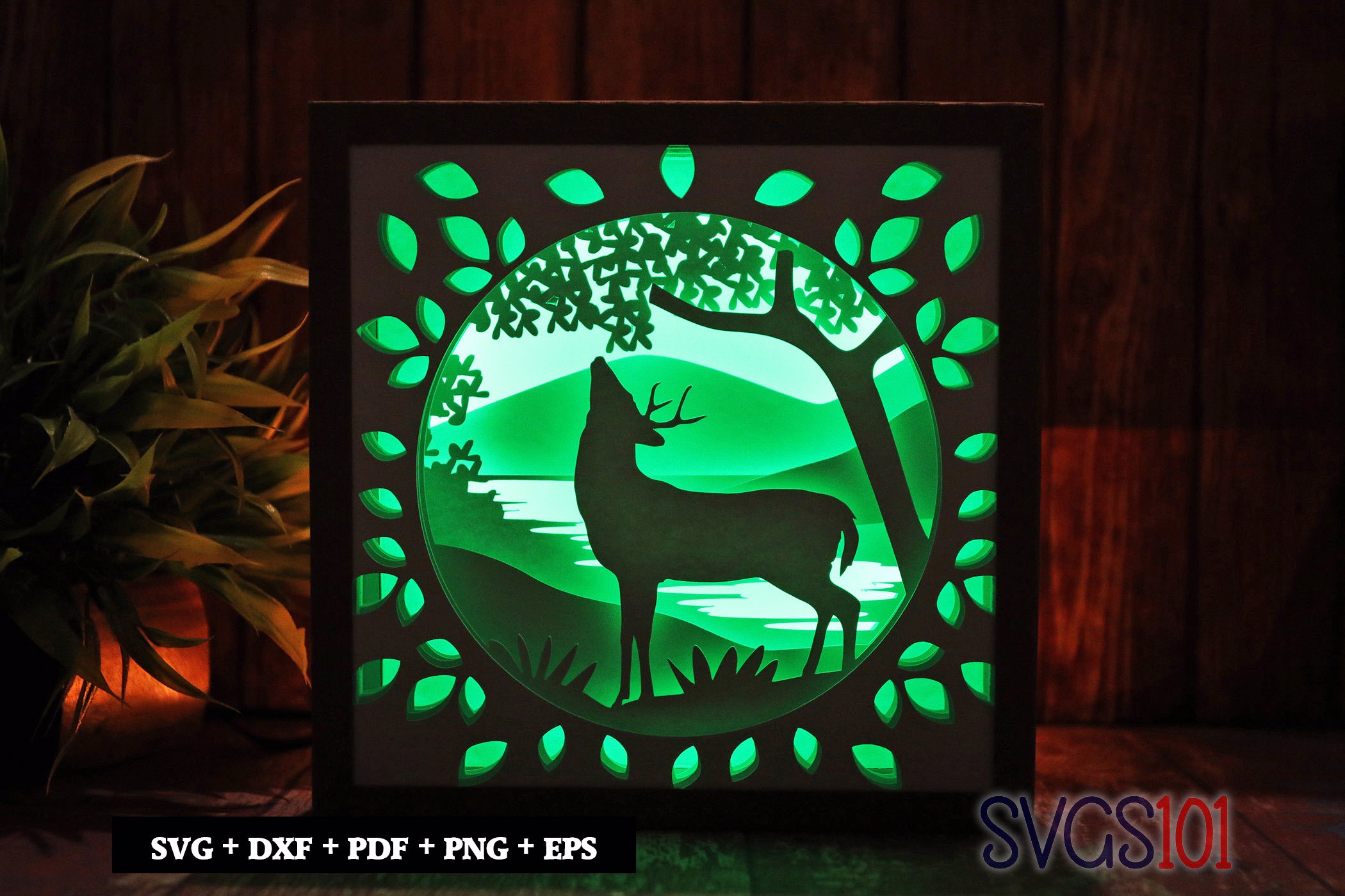 Deer and wildlife Shadow Box Light Box 8x8, 12x12