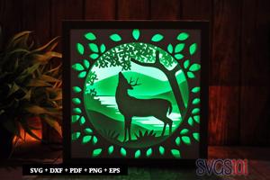 Deer and wildlife Shadow Box Light Box 8x8, 12x12