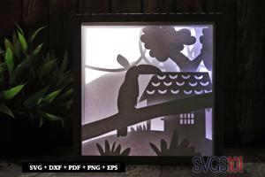 Toucan Sitting on Branch DIY Shadow Box Light Box 8x8, 12x12