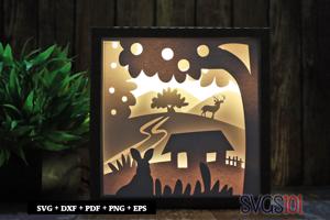 Farmhouse Shadow Box Light Box 8x8, 12x12
