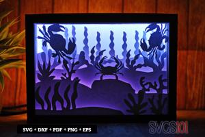 Scary Crabs in Under Water DIY Shadow Box Light Box 5x7