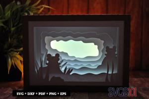 Frog Underwater Shadow Box 5x7 Rectangle