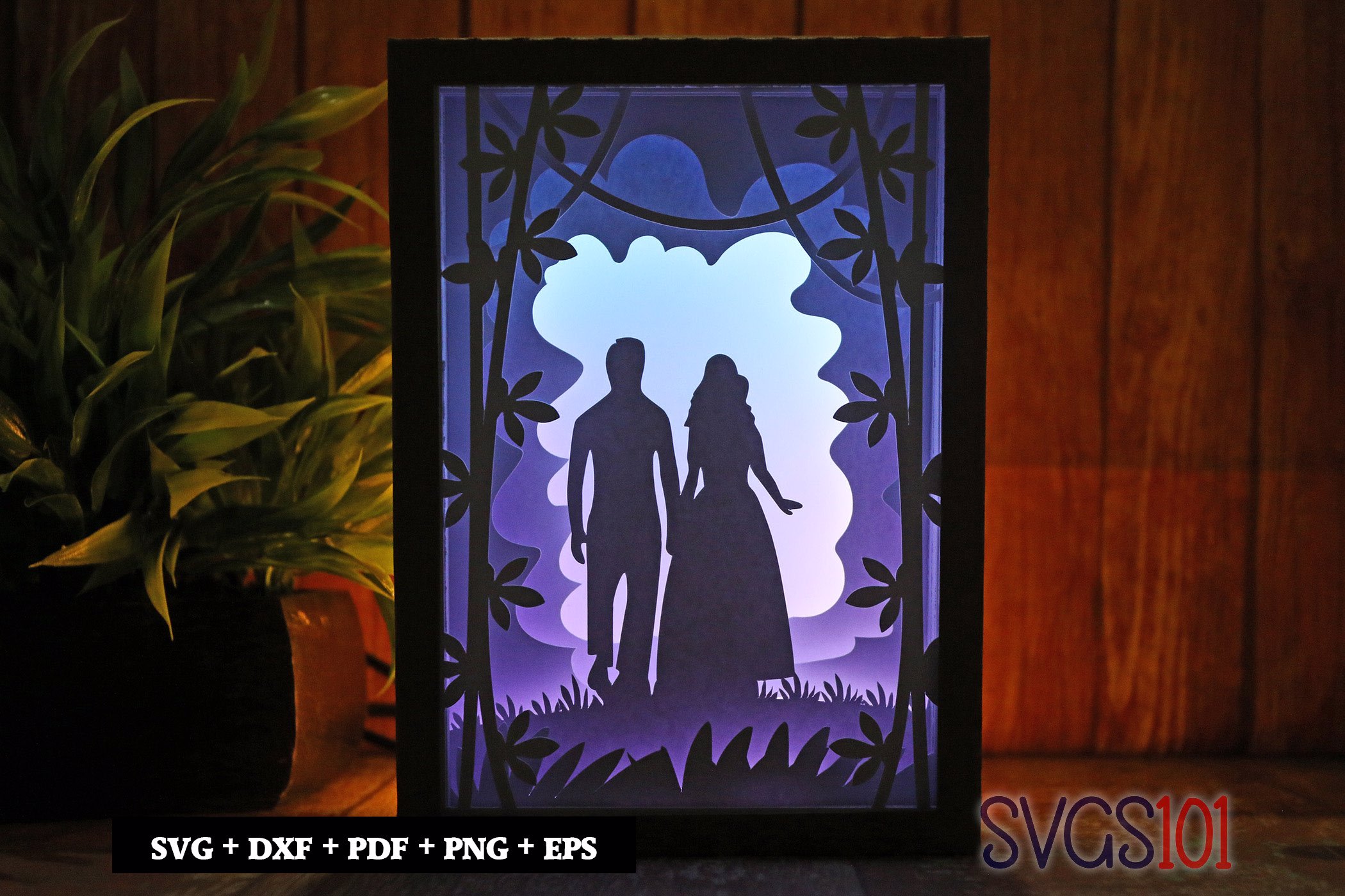Adorable Pair of Boy and Girl Paper 3D Shadow Box SVG 5x7