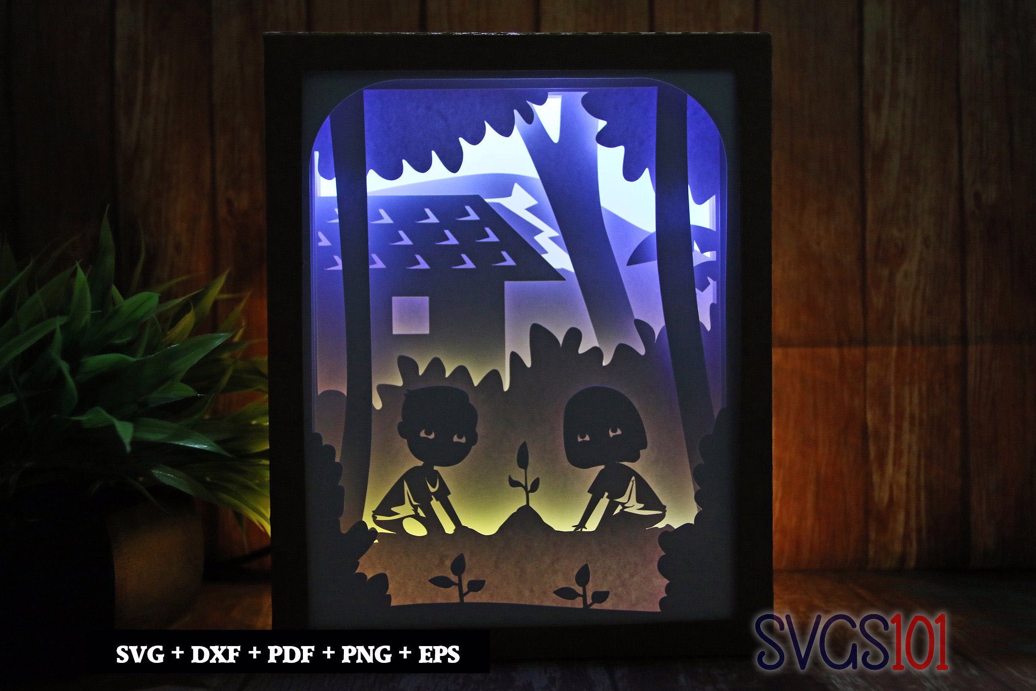 Kids planting Plant Light Box SVG 8x10 Portrait