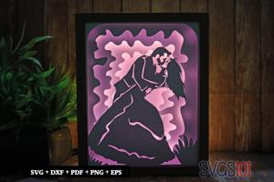 Wedding Couple Kissing Light Box SVG 8x10 Portrait