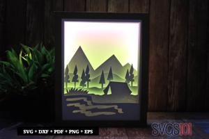 Camping Scene Shadow Box SVG 8x10