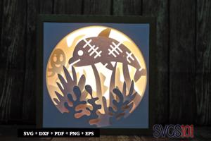 Dolphin Square Shadow Box SVG 8x8 10x10 12x12