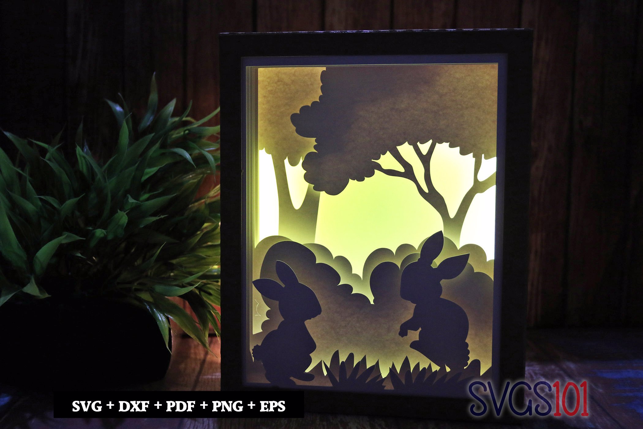 Easter Bunnies Shadow Box 8x10 Rectangle