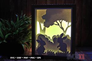 Easter Bunnies Shadow Box 8x10 Rectangle