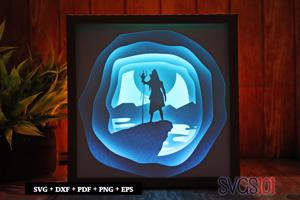 Divine Lord Shiva Standing Shadow Box Light Box 8x8, 12x12