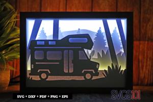 Parked Camper Van Light Box SVG 5x7 Landscape