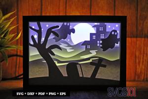 Flying Ghost Shadow Box SVG 5x7