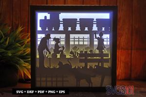 Grandpa in Garden with Family DIY Shadow Box Light Box 8x8, 12x12