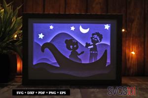 Romantic Date on Lake Shadow Box 5x7 Rectangle
