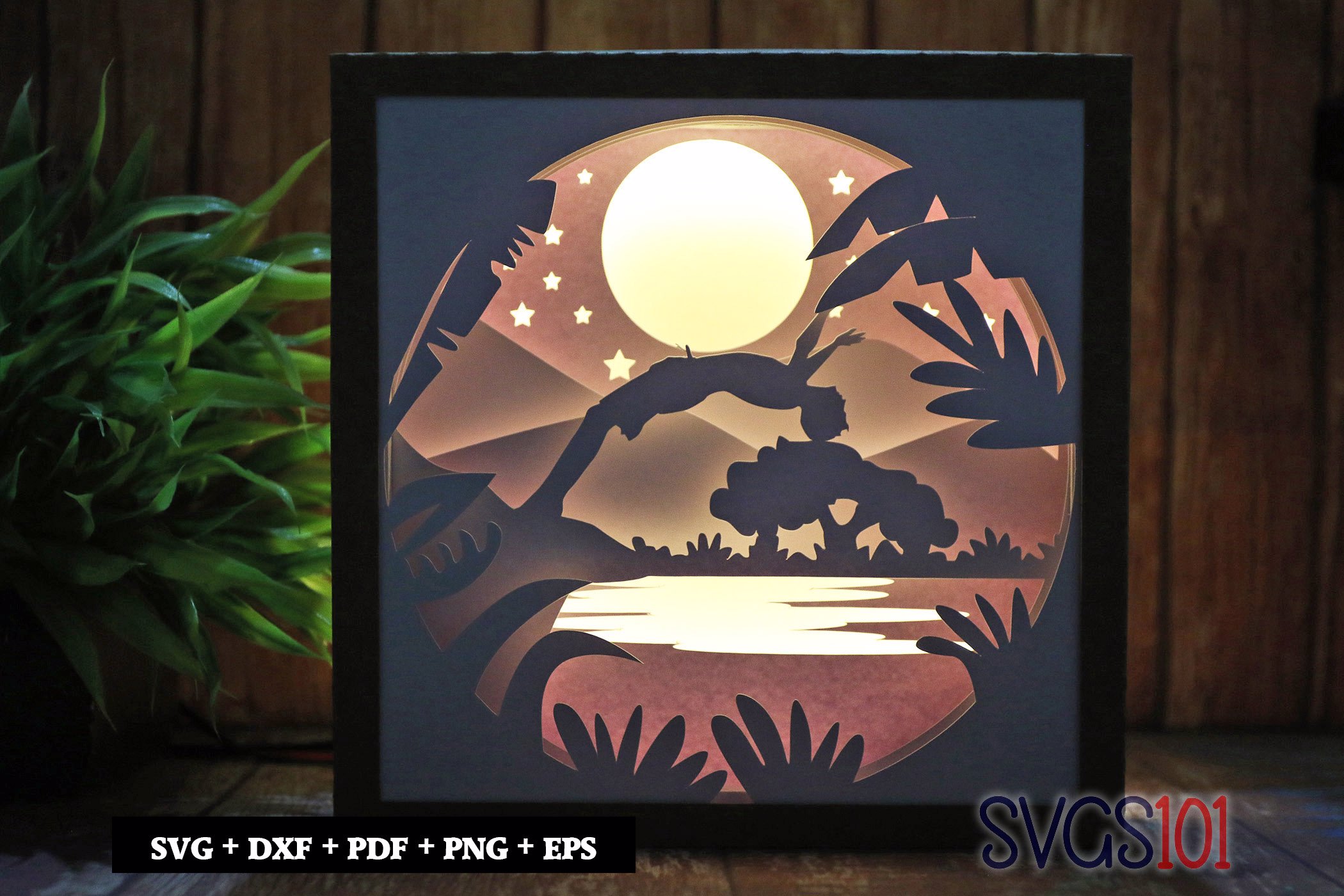 Swimmer Dive Square Shadow Box SVG 8x8 10x10 12x12