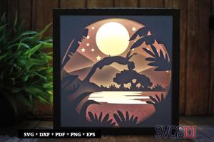 Swimmer Dive Square Shadow Box SVG 8x8 10x10 12x12