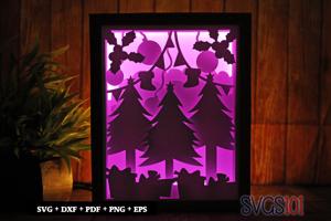 Decorative Christmas Tree Shadow Box SVG 8x10
