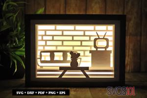 Hall with Flower Vase DIY Shadow Box Light Box 5x7