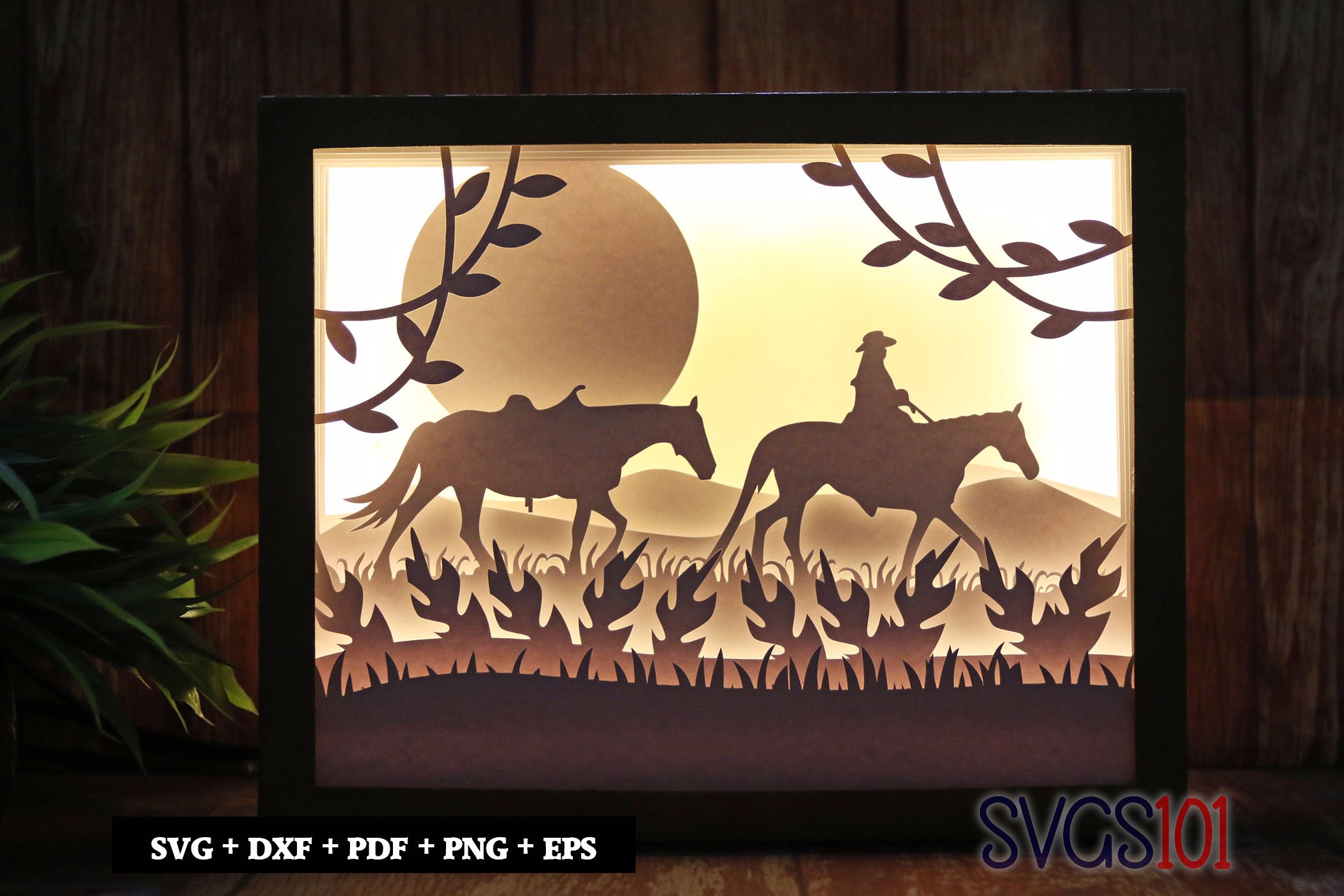 Horse Scene Shadow Box SVG 8x10