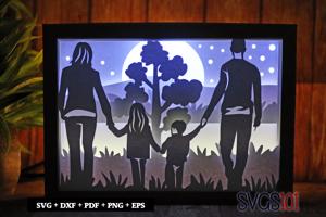 Parents with Children Shadow Box SVG 5x7