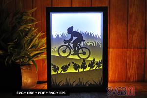 Young Woman Cycling DIY Shadow Box Light Box 5x7