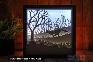 Cunning Wild Fox LED Light Box Shadow Box Square 8x8, 12x12