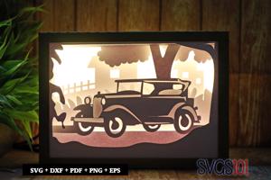 Antique Car DIY Shadow Box Light Box 5x7