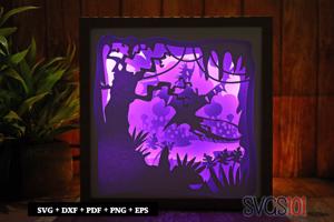 Dragon Flying Square Shadow Box SVG 8x8 10x10 12x12