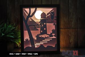Lighthouse Scene Shadow Box SVG 8x10