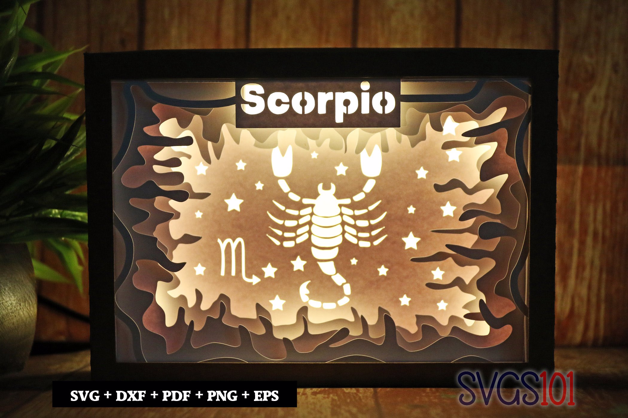 Scorpio Zodiac Sign Shadow Box 5x7 Rectangle