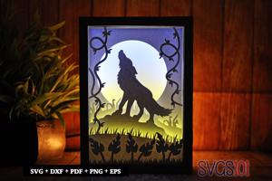 Warewolf Howling DIY Shadow Box Light Box 5x7