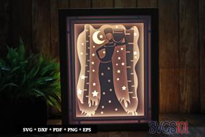 African Woman Shadow Box 8x10 Rectangle