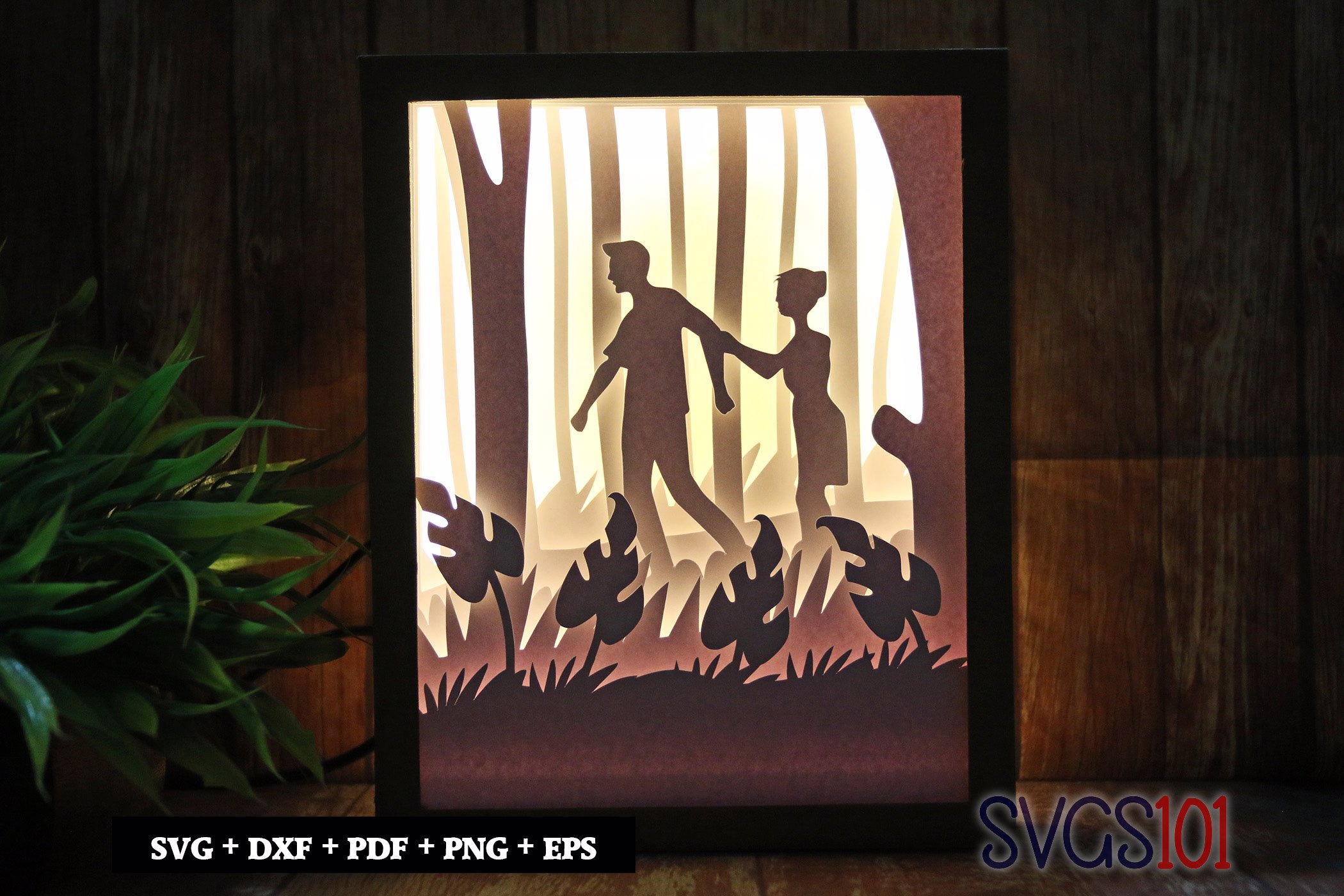 Romantic Couple Light Box SVG 8x10 Portrait