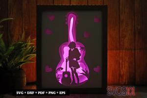 Girl with Guitar Shadow Box 8x10 Rectangle