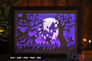 Happy Halloween Paper 3D Shadow Box SVG 5x7