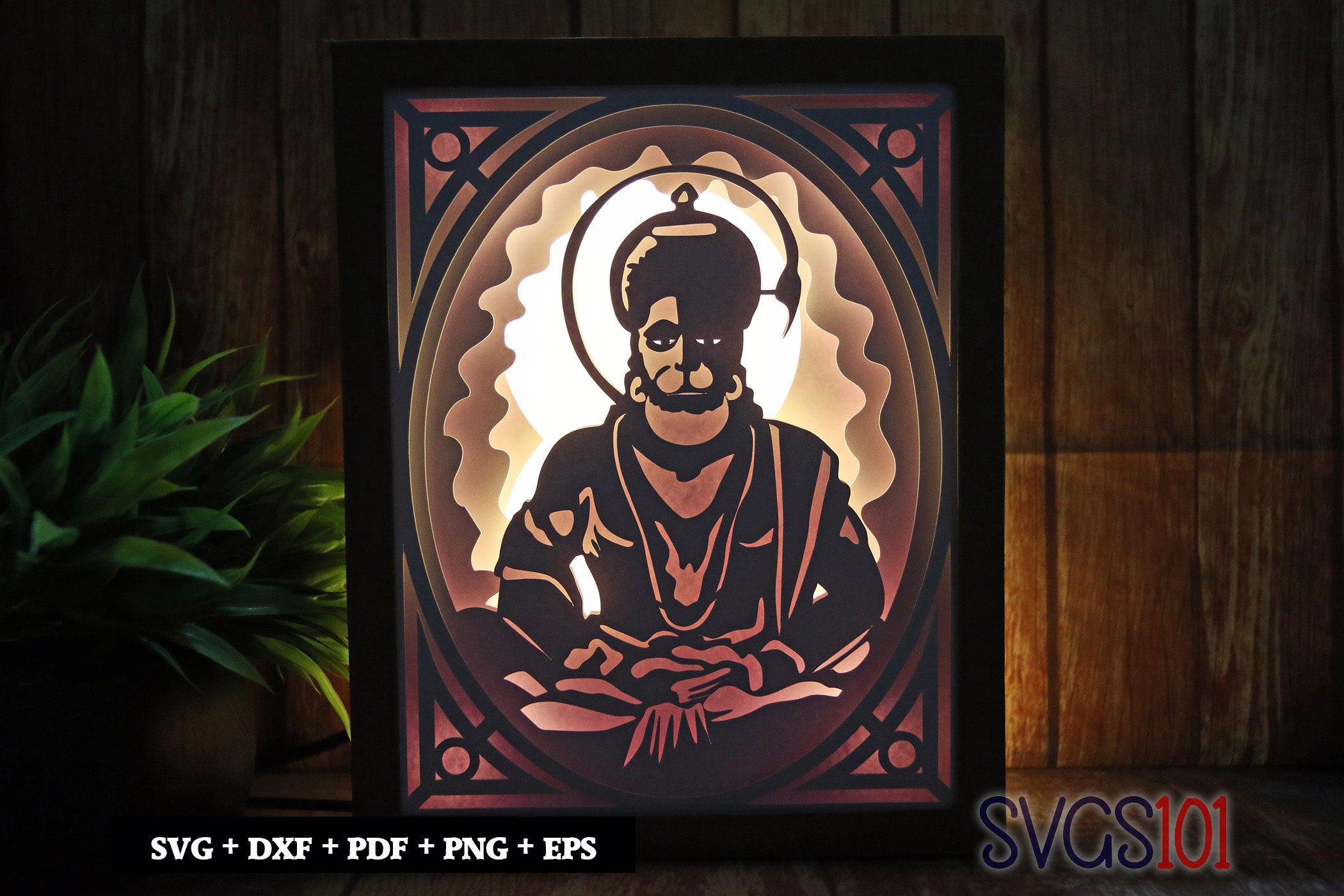 Lord Hanuman Light Box SVG 8x10 Portrait