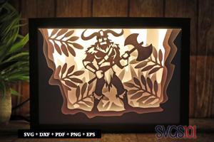 Viking wiht An Axe Shadow Box 5x7 Rectangle