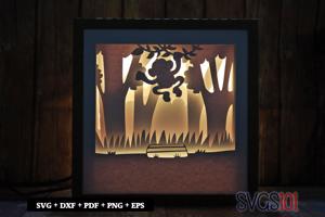Chimpanzee Hanging LED Light Box Shadow Box Square 8x8, 12x12