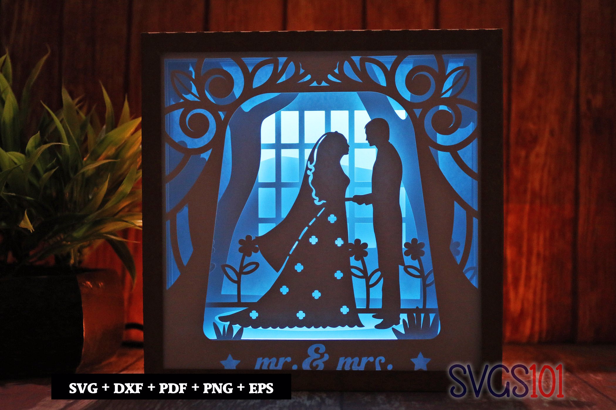 Mr and Mrs DIY Shadow Box Light Box 8x8, 12x12