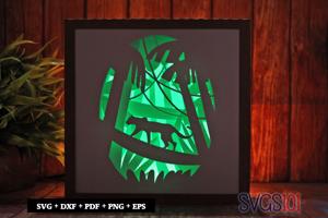Panther in Jungle Square Shadow Box SVG 8x8 10x10 12x12