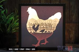 Farm Hen Square Shadow Box SVG 8x8 10x10 12x12
