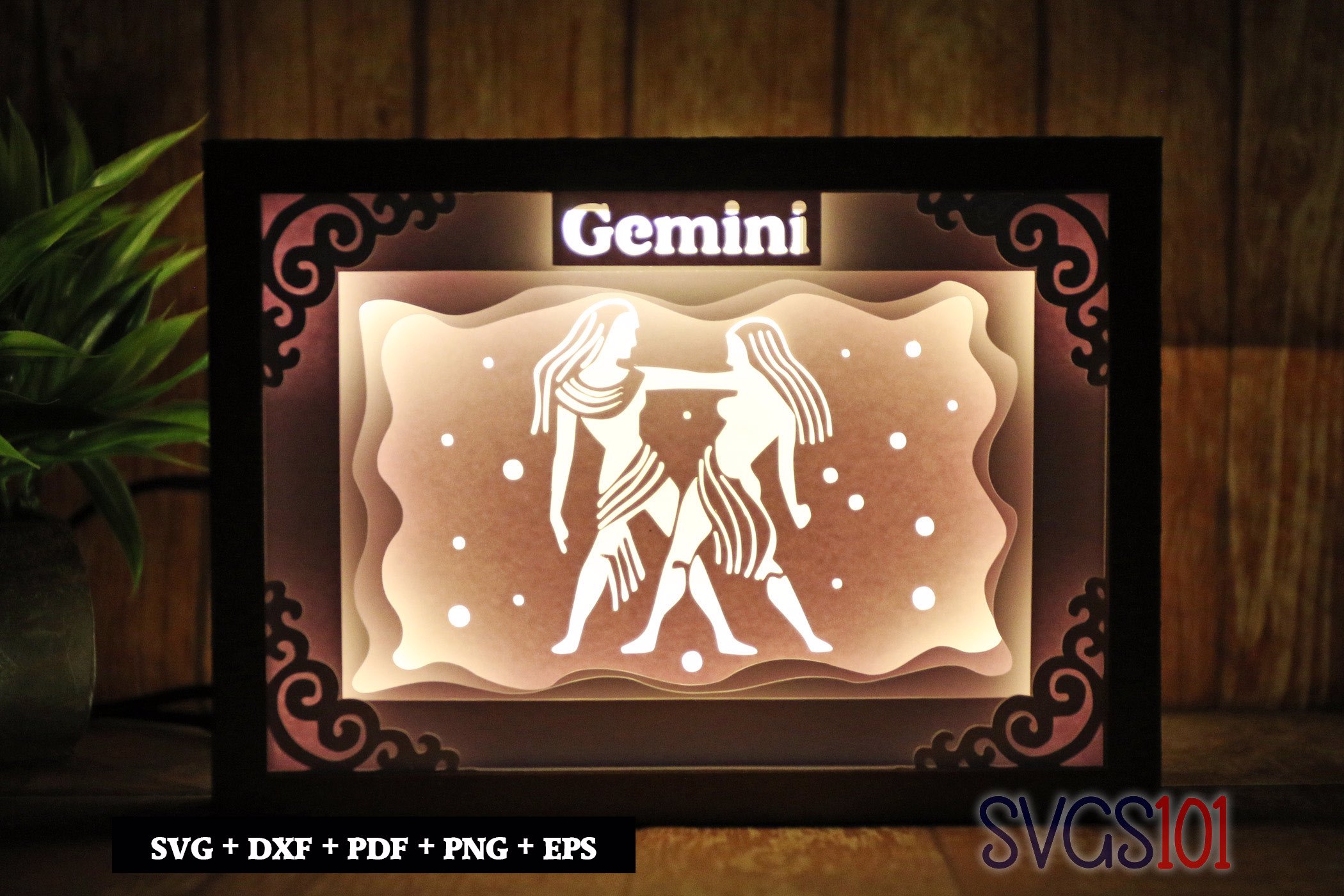 Gemini Zodiac Sign DIY Shadow Box Light Box 5x7