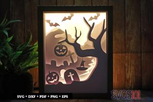 Ghost Halloween Pumpkin DIY Shadow Box Light Box 8x10