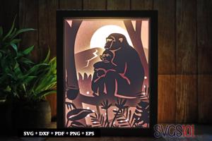 Father Monkey Light Box SVG 8x10 Portrait