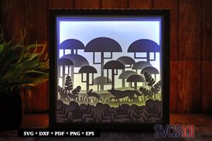 Fox and Rabbit in Jungle DIY Shadow Box Light Box 8x8, 12x12