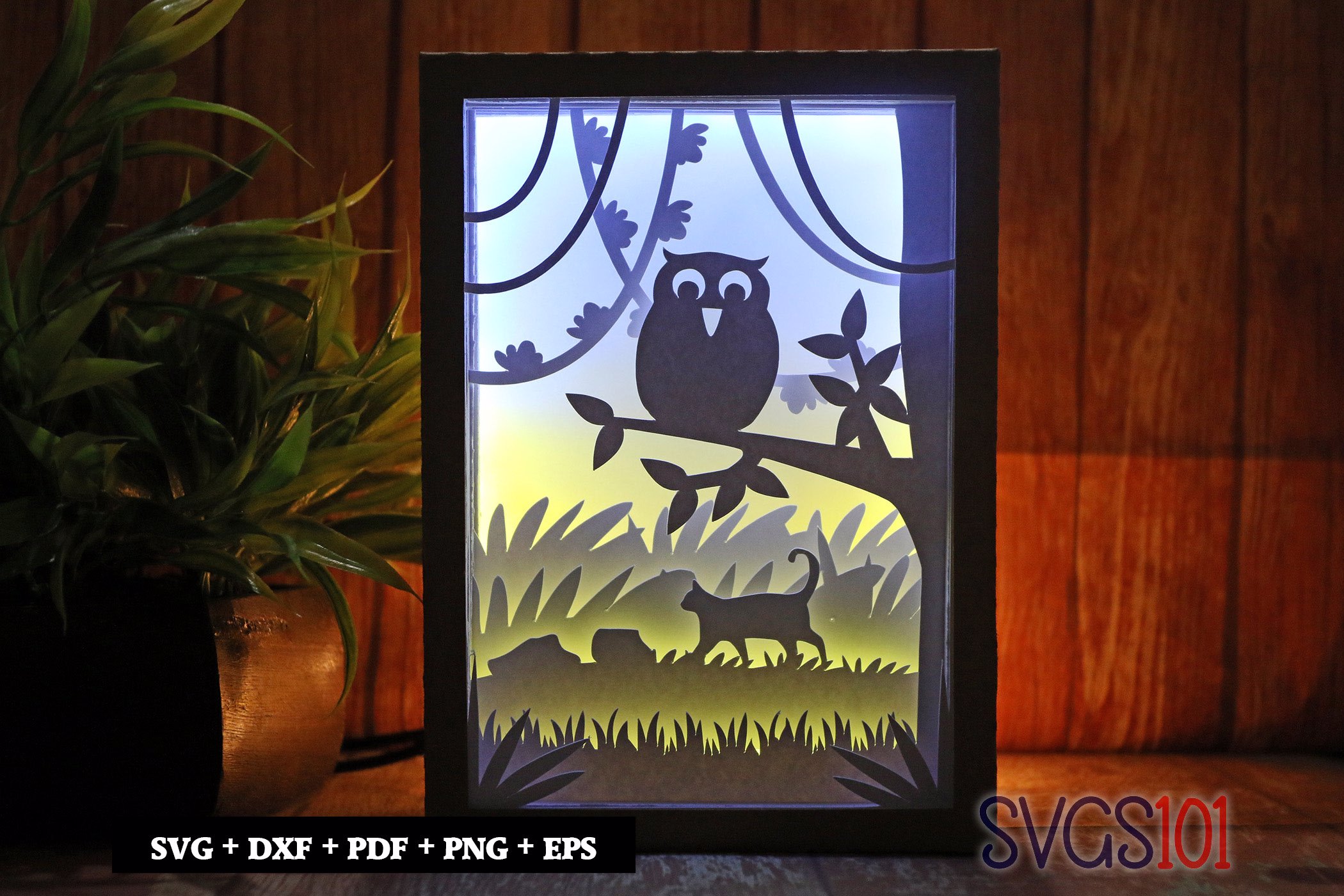 Creepy Owl Shadow Box 5x7 Rectangle
