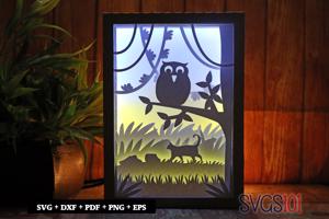 Creepy Owl Shadow Box 5x7 Rectangle