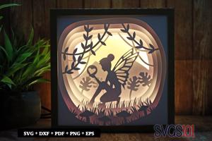 Fairy Holding Heart. Shadow Box Light Box 8x8, 12x12
