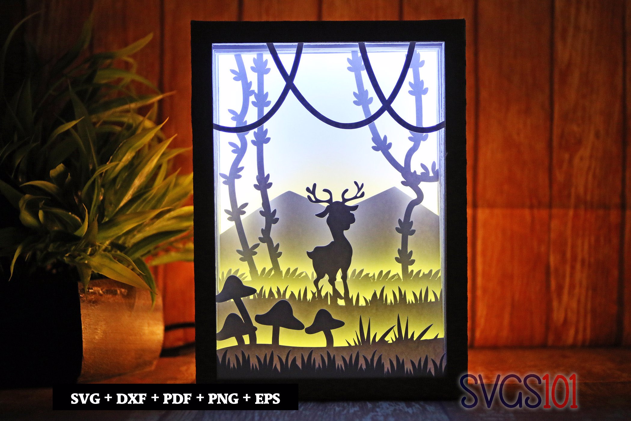 Cute Reindeer DIY Shadow Box Light Box 5x7